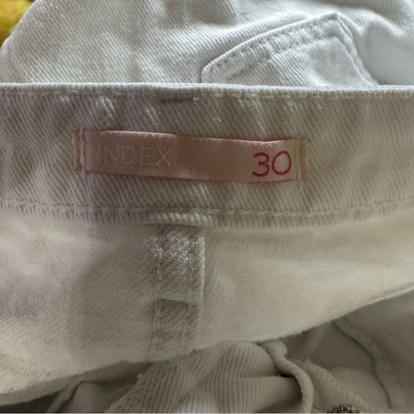 White Distressed Jean Shorts with Frayed Hem - Picture 4 of 4